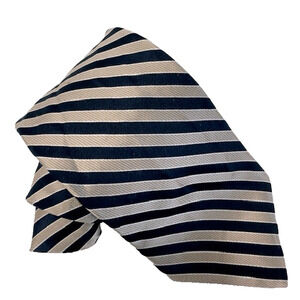 NAUTICA Men's 100% Silk Wide Necktie USA Designer Striped Gold/Black 59 1/2"